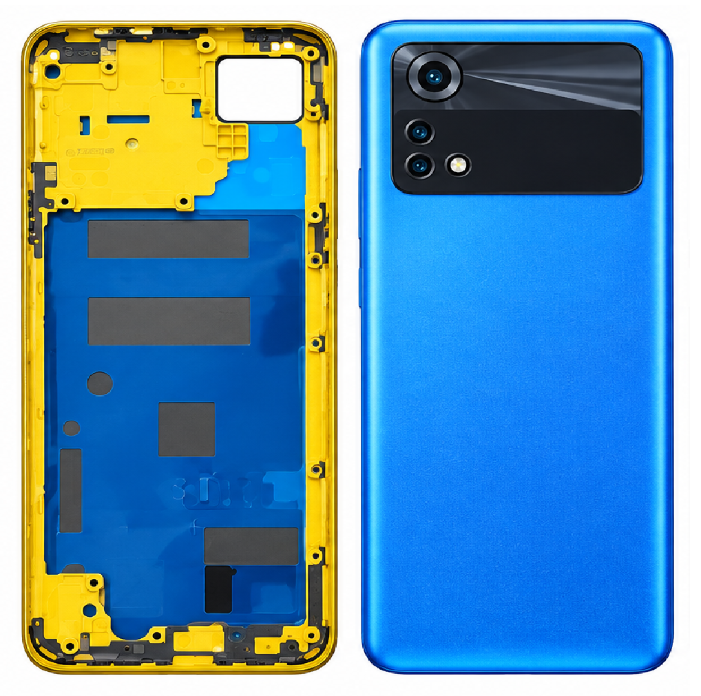 Compatible Replacement for POCO M4 Pro 4G Full Housing Body – Blue, Black & Yellow