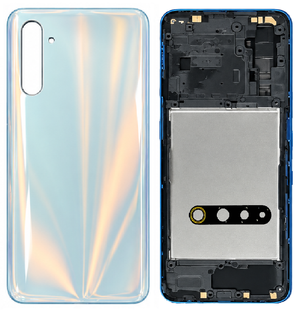 Compatible Replacement for Realme 6 Full Housing Body – Black, Purple & Sky Blue