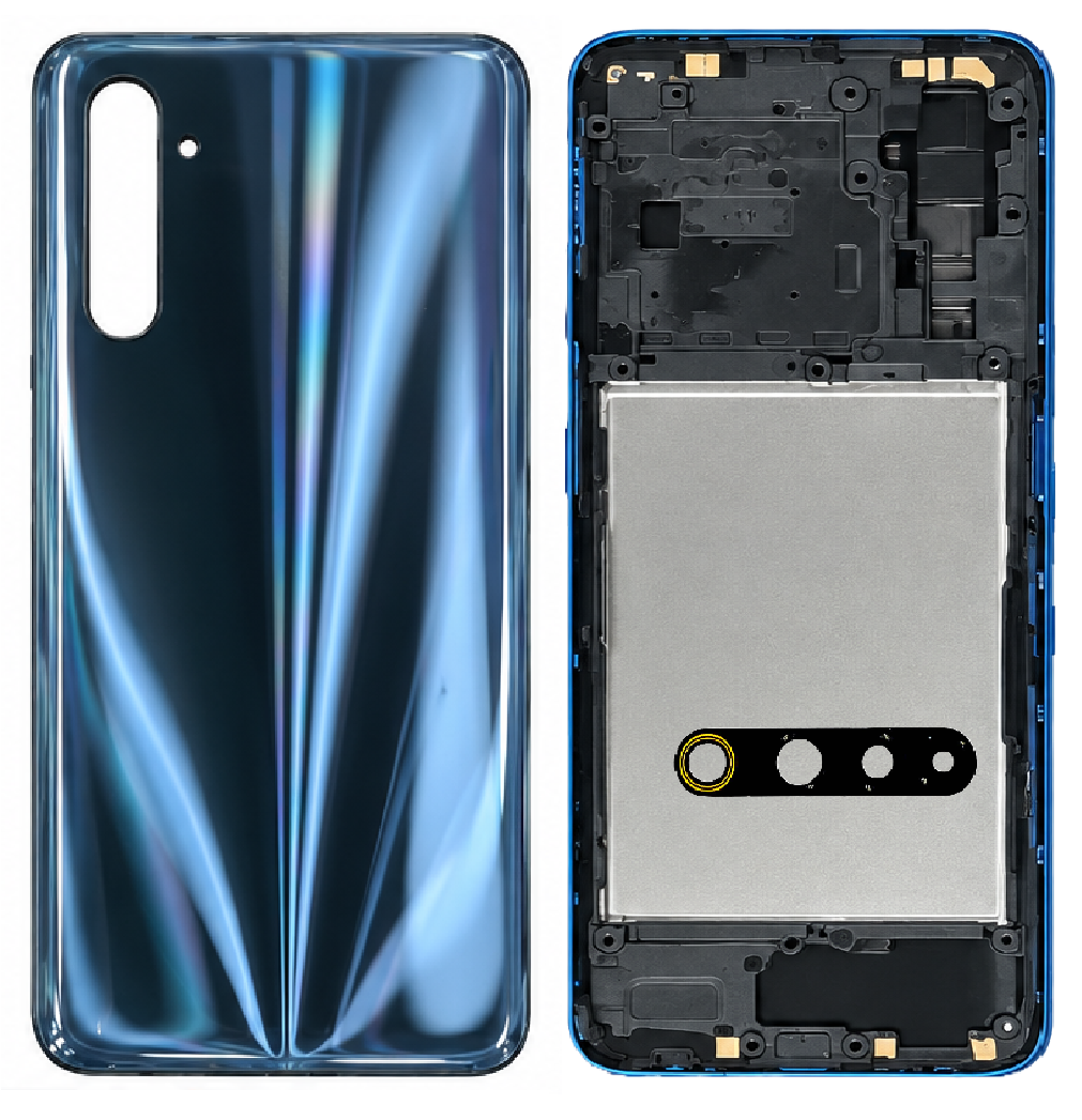 Compatible Replacement for Realme 6 Full Housing Body – Black, Purple & Sky Blue