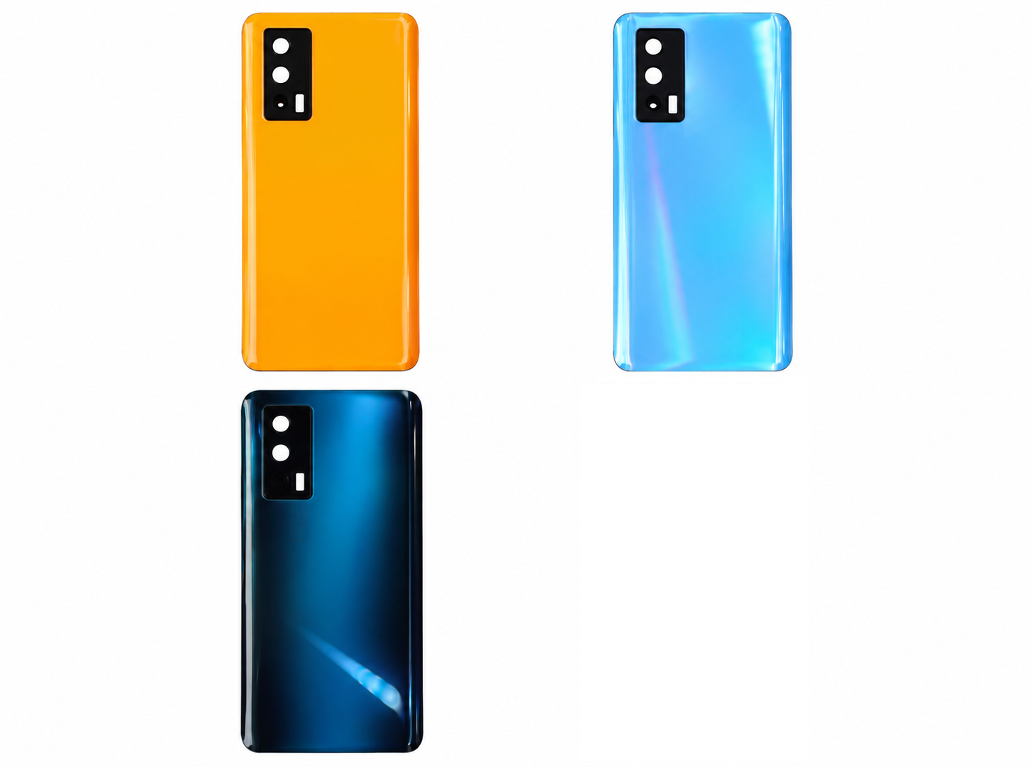Compatible Replacement for iQOO 7 Back Panel – Orange, Sky Blue & Navy Blue