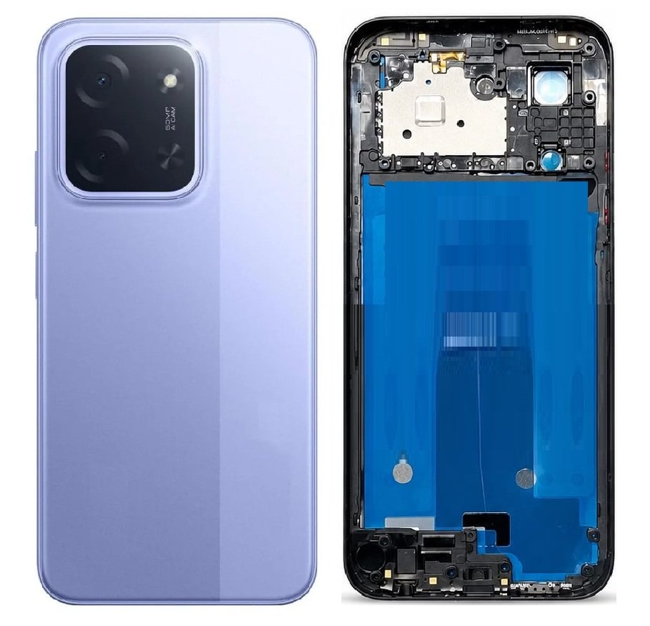 POCO C85 4G Full Body Housing Replacement Back Frame Middle Chassis with Side Keys – Purple, Grey & Green