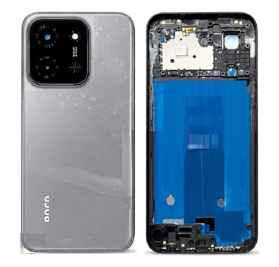 POCO C85 4G Full Body Housing Replacement Back Frame Middle Chassis with Side Keys – Purple, Grey & Green