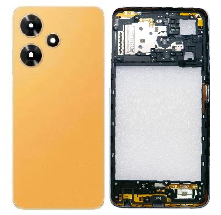 for Infinix Hot 30i 4G Full Body Housing Replacement Back Frame Middle Chassis with Side Keys – Orange, Blue, Black & White