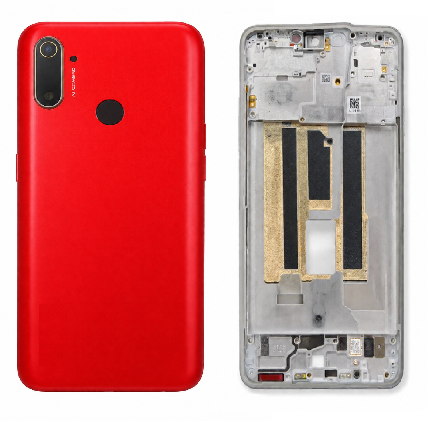 For Realme 10A 4G Full Body Housing Replacement Back Frame Middle Chassis with Side Keys – Red, Blue & White