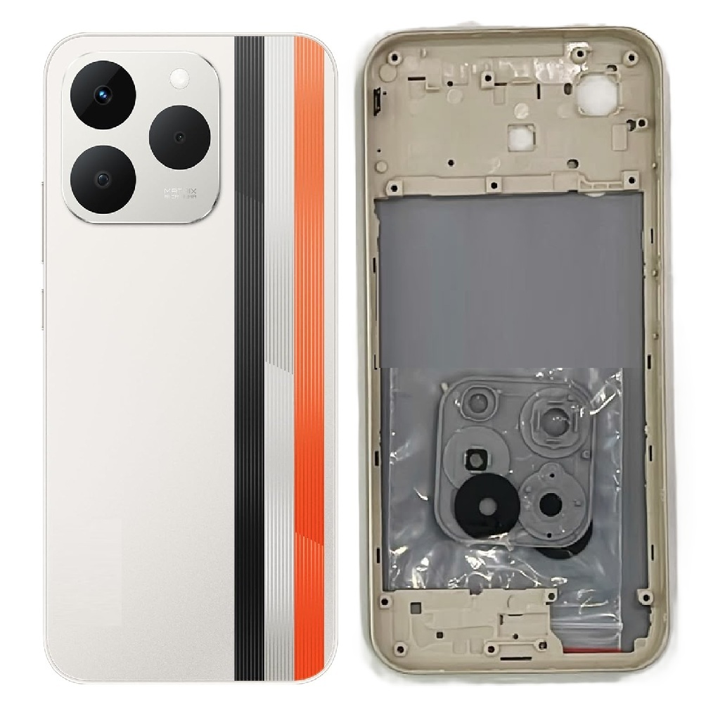 Compatible Replacement for Realme Narzo 90 5G Full Body Housing Back Frame Middle Chassis with Side Keys – Black & White