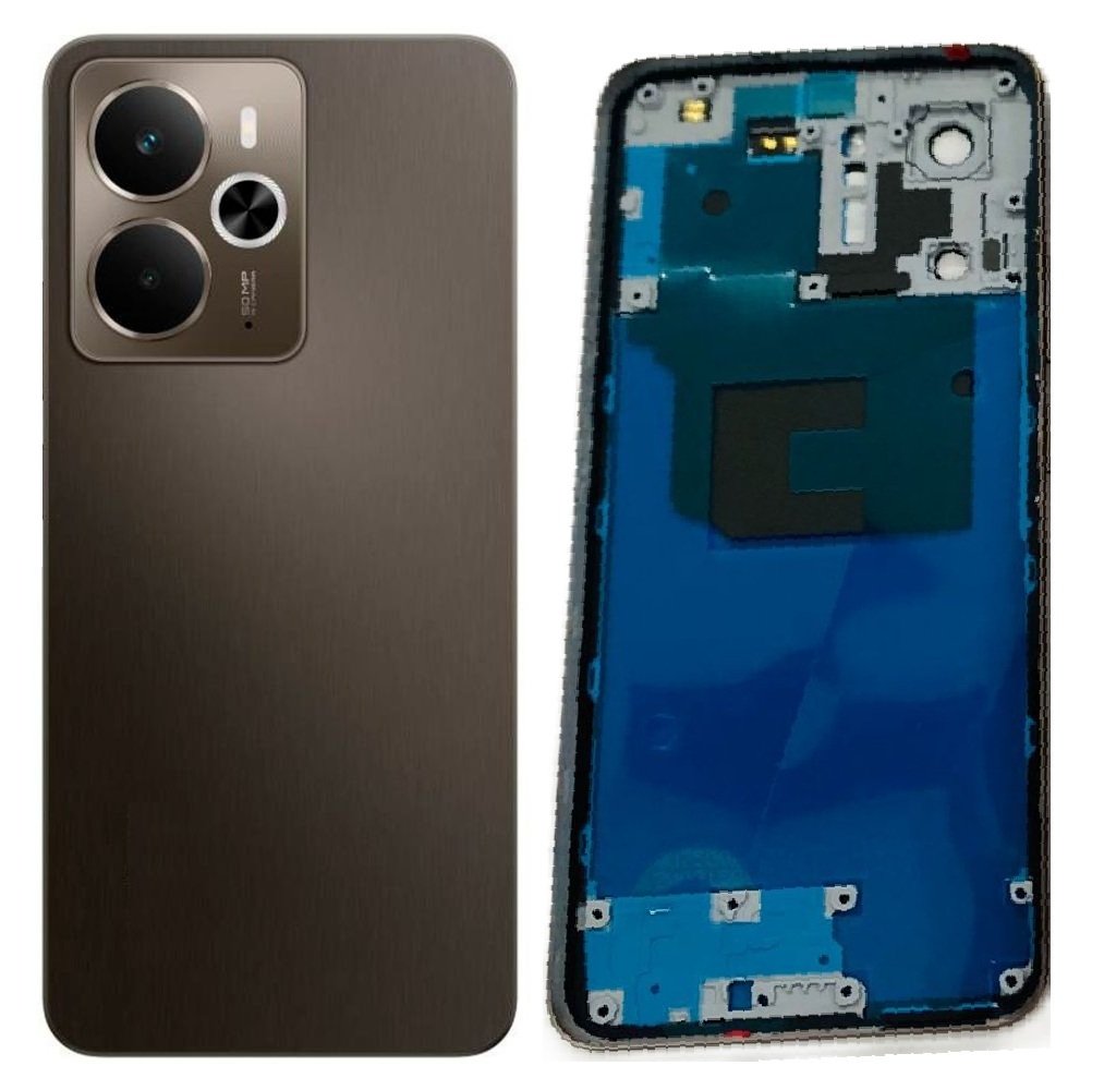 Compatible Replacement for Realme 14 5G Full Body Housing Back Frame Middle Chassis with Side Keys – White, Pink & Brown