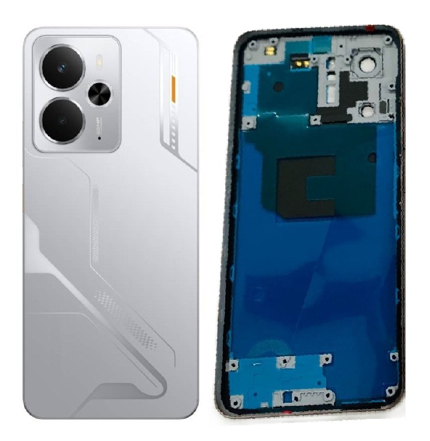 Compatible Replacement for Realme 14 5G Full Body Housing Back Frame Middle Chassis with Side Keys – White, Pink & Brown