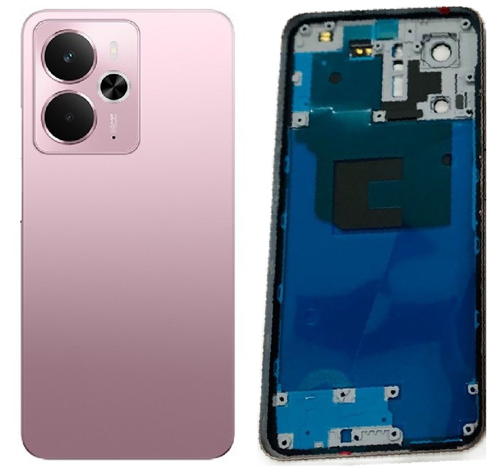 Compatible Replacement for Realme 14 5G Full Body Housing Back Frame Middle Chassis with Side Keys – White, Pink & Brown