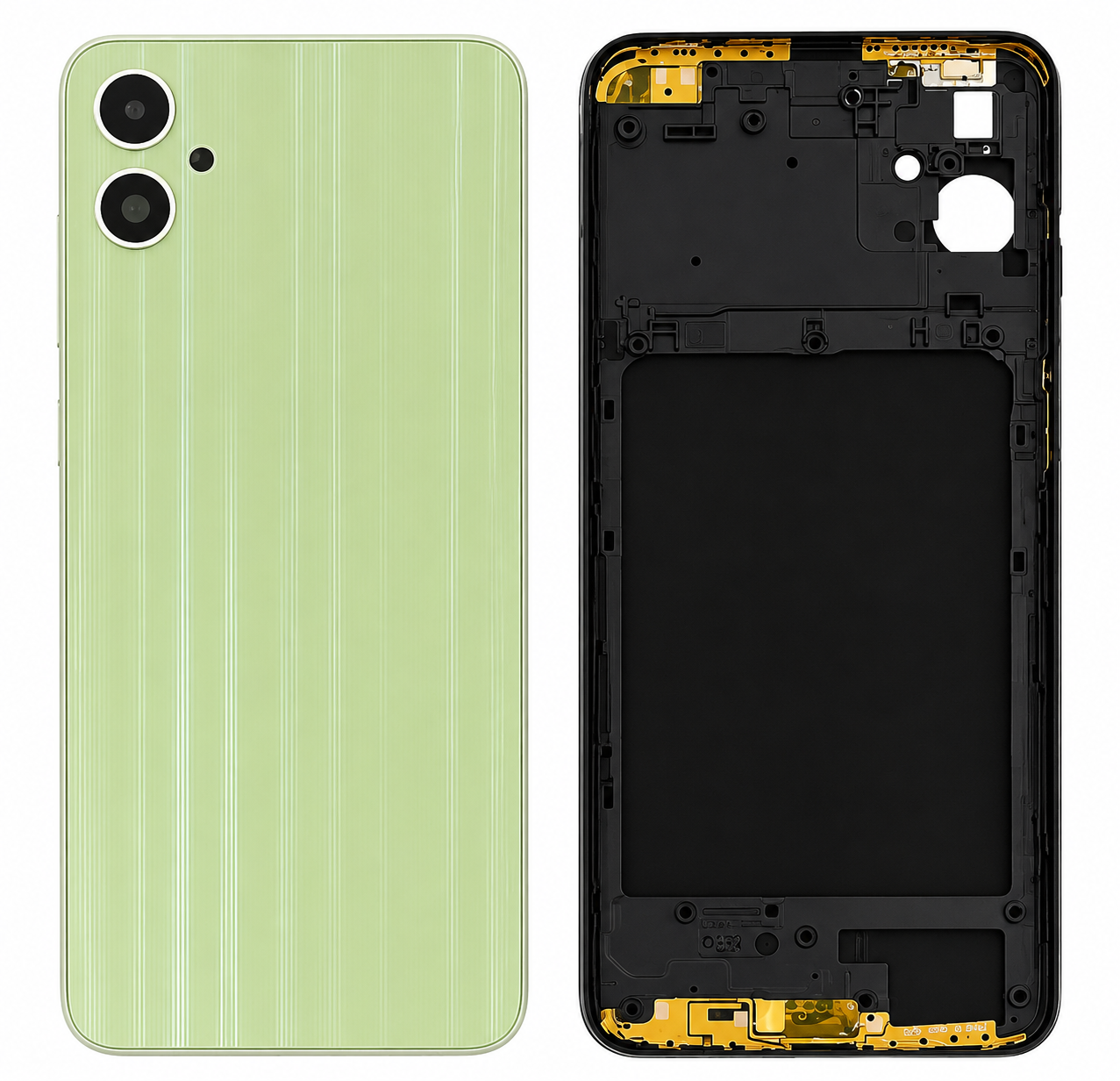 Compatible Replacement for Samsung Galaxy F05 5G Full Body Housing Back Frame Middle Chassis with Side Keys – Black & Green