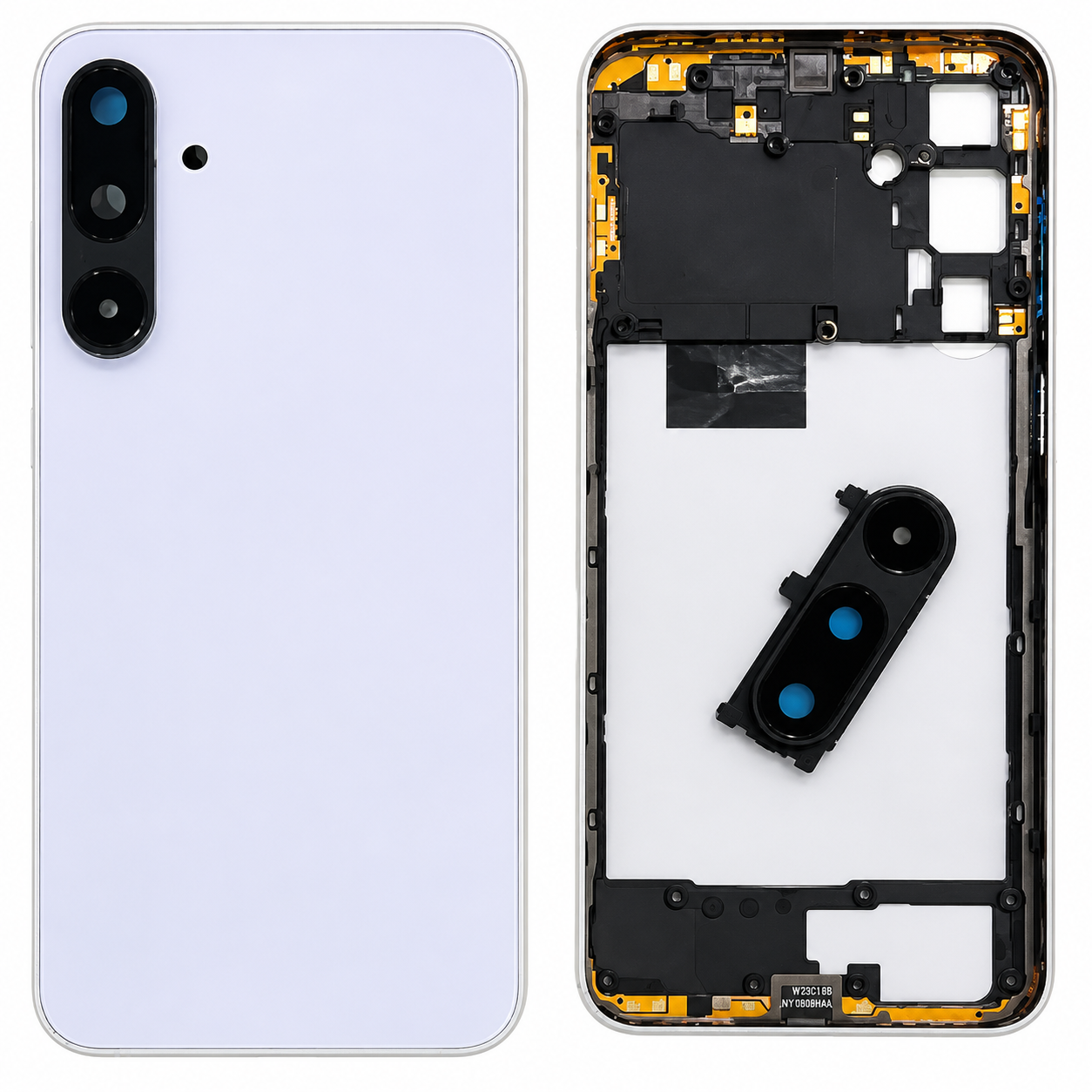 Compatible Replacement for Samsung Galaxy M16 5G Full Body Housing Back Frame Middle Chassis with Side Keys – Black & White
