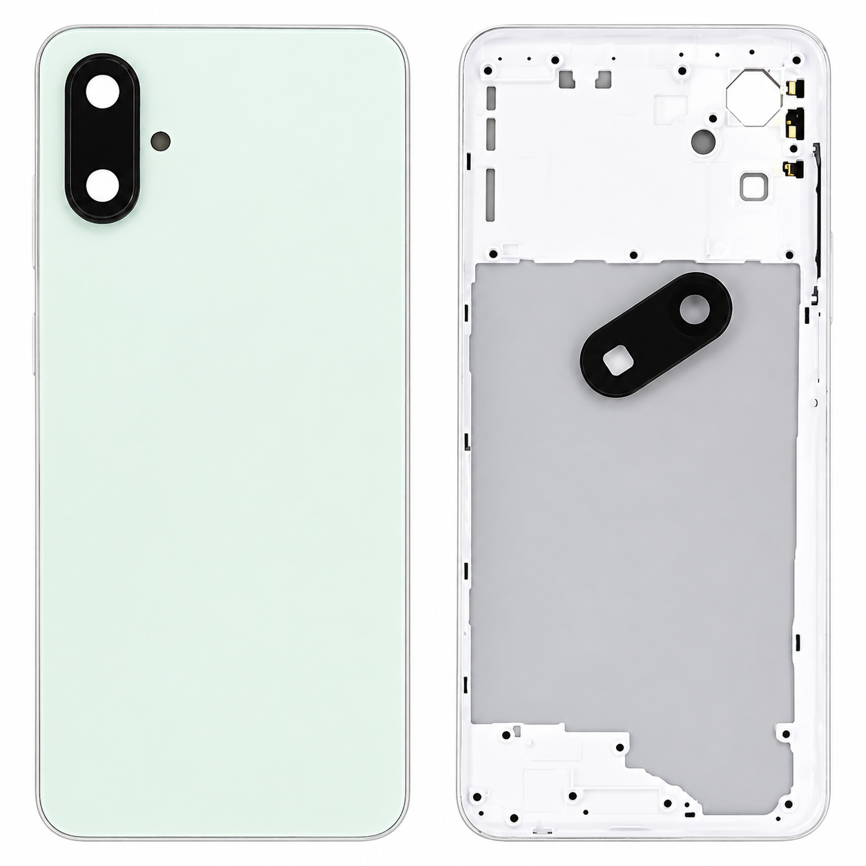 Compatible Replacement for Samsung Galaxy F06 5G Full Body Housing Back Frame Middle Chassis with Side Keys – Green, Orange & Black