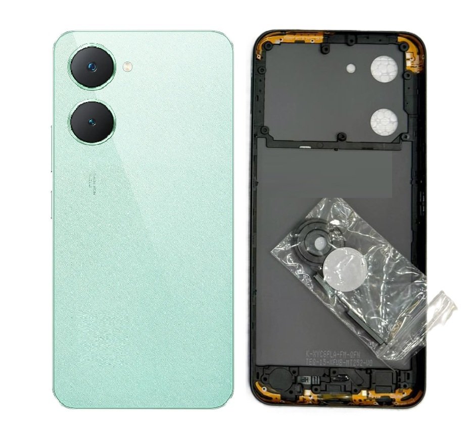 Compatible Replacement for Vivo Y03 5G Full Body Housing Back Frame Middle Chassis with Side Keys – Black & Green