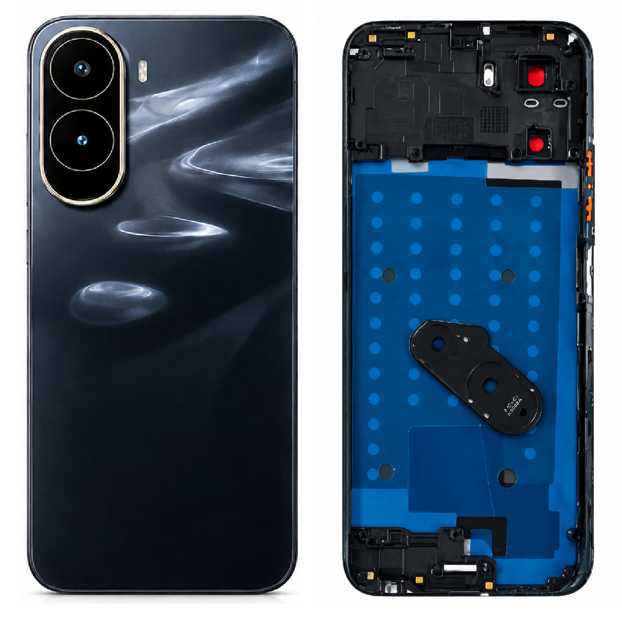 Compatible Replacement for POCO C81 5G Full Body Housing Back Frame Middle Chassis with Side Keys – Black, Blue & Gold