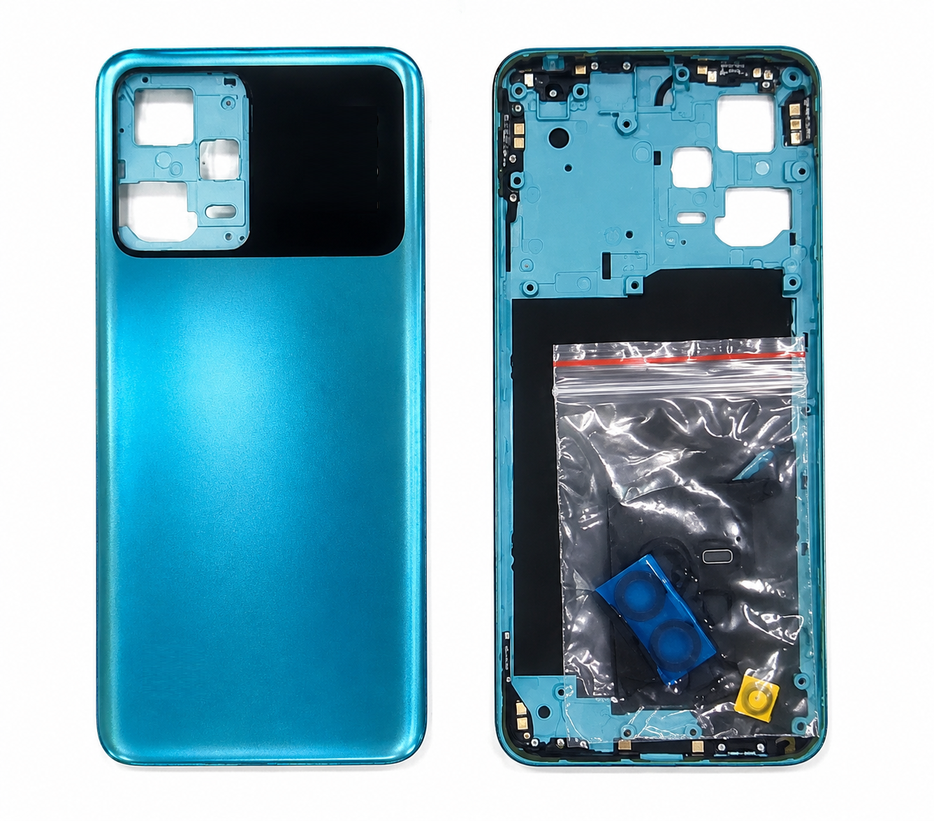 Compatible Replacement for POCO X5 5G Full Body Housing Back Frame Middle Chassis with Side Keys – Blue