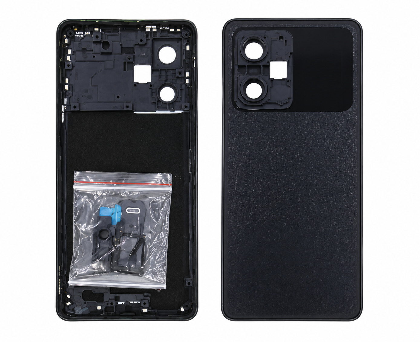 Compatible Replacement for POCO X5 Pro 5G Full Body Housing Back Frame Middle Chassis with Side Keys – Black