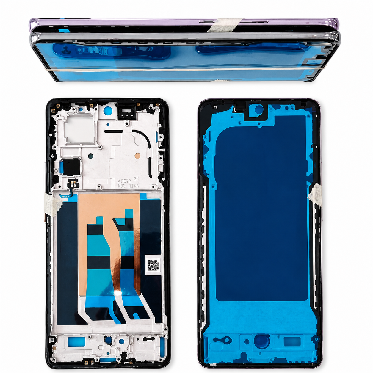 Compatible Replacement for OPPO Reno 10 Pro 5G Middle Frame – Silver & Purple