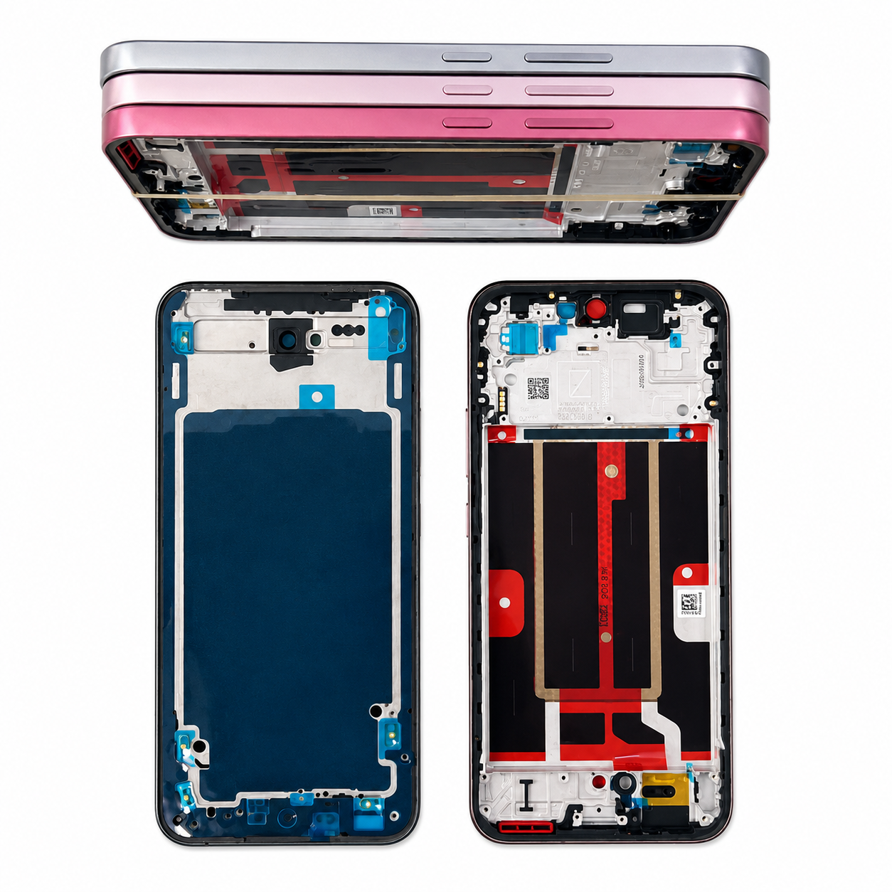 Compatible Replacement for OPPO F31 5G Middle Frame – Red, Pink & Grey