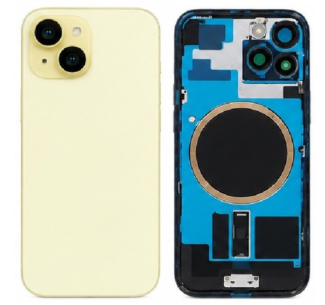 Compatible Replacement for iPhone 15 Back Panel – Black, Green, Yellow & Pink