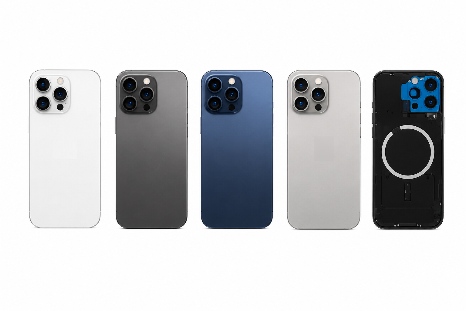 Compatible Replacement for iPhone 15 Pro Max Back Panel – Black, White, Blue & Grey