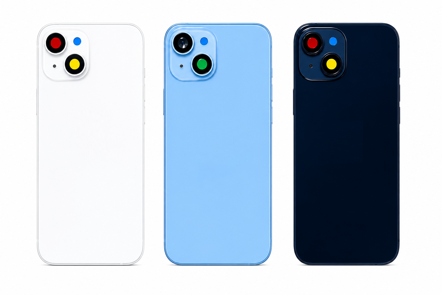 Compatible Replacement for iPhone 14 Housing Body – White, Black & Blue