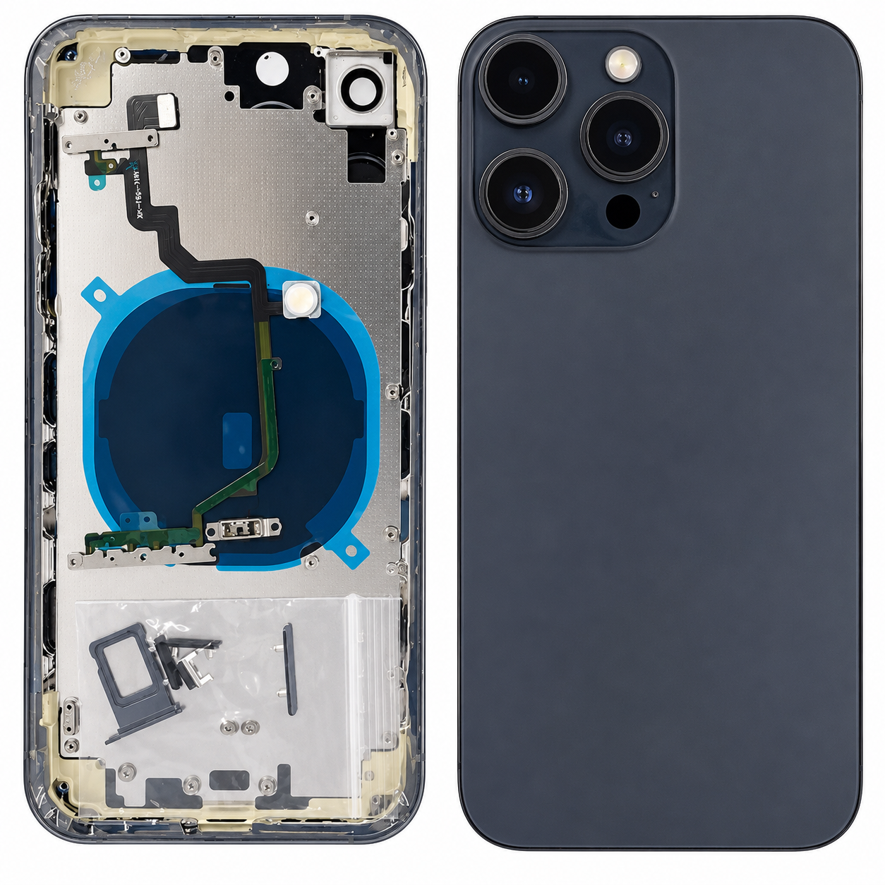 Back Panel Housing Body for Apple iPhone XR to iPhone 15 Pro Converter Navy Blue, Black, Grey