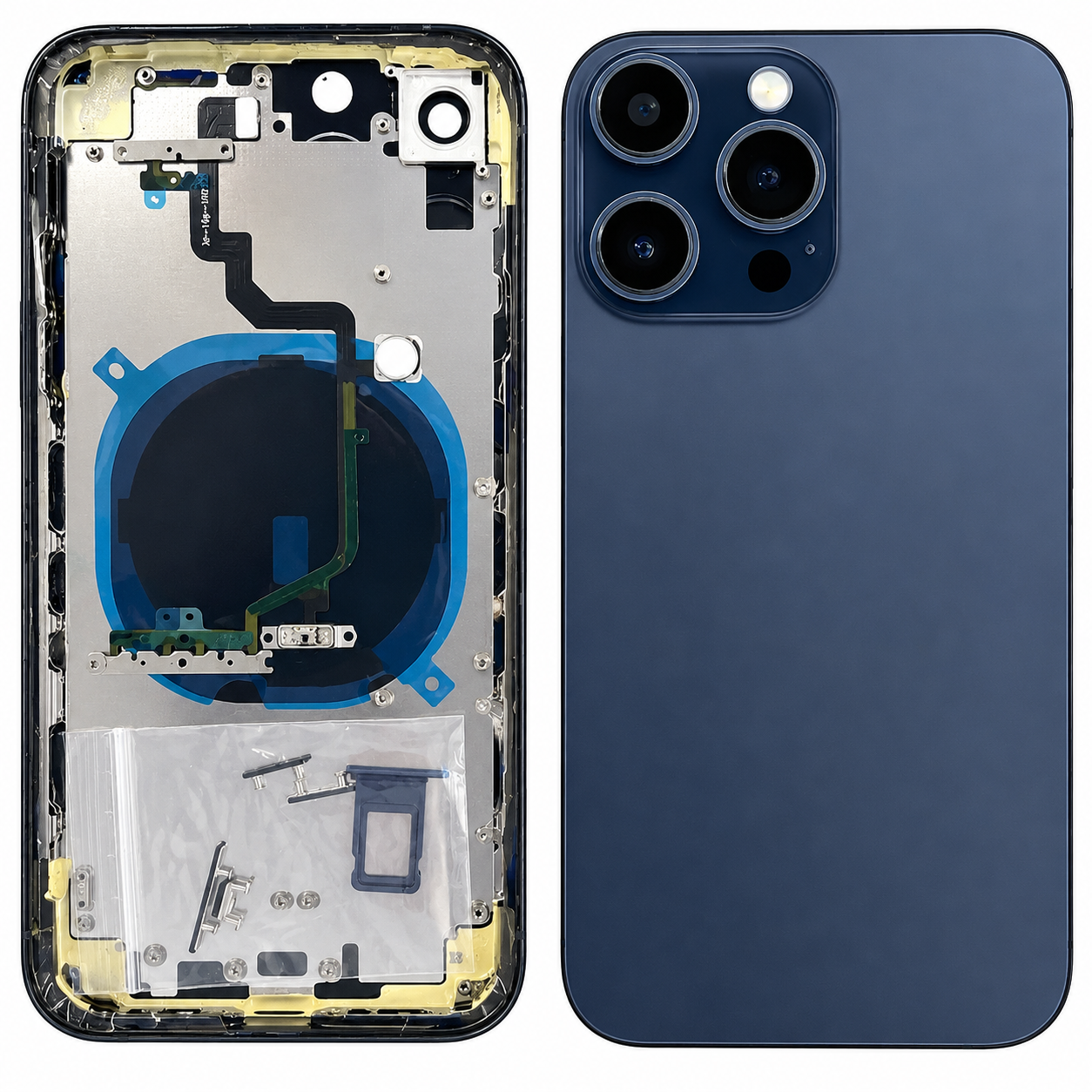 Compatible Replacement Back Panel Housing Body for Apple iPhone XR to iPhone 15 Pro Converter Navy Blue, Black, Grey