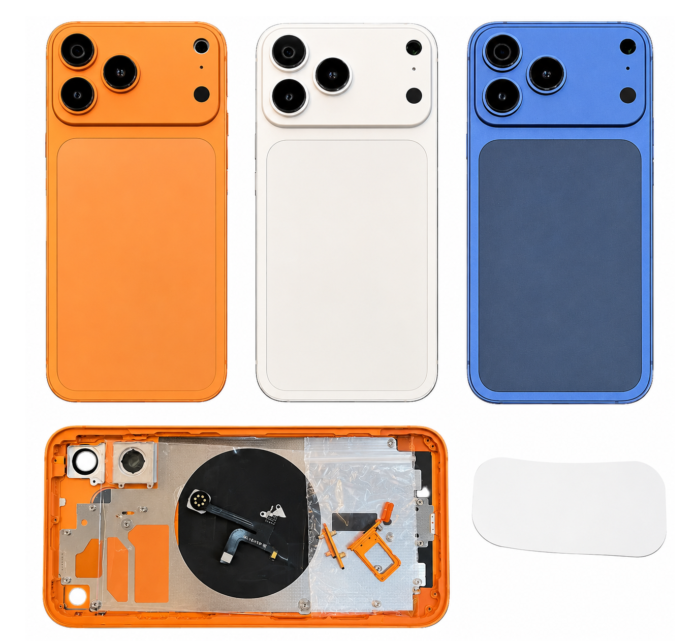 Back Panel Housing Body Converter for Apple iPhone XR to iPhone 17 Pro – Orange, Blue & White