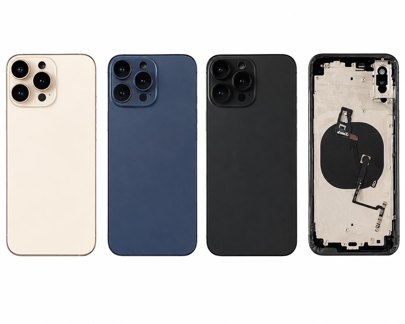 Back Panel Housing Body Converter for Apple iPhone XS Max to iPhone 16 Pro Max – Black, Navy Blue & Gold