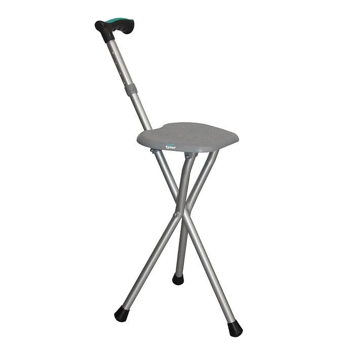 Compatible Replacement Walking Stick with Folding Seat Tripod Cane for Elderly & Senior Citizens