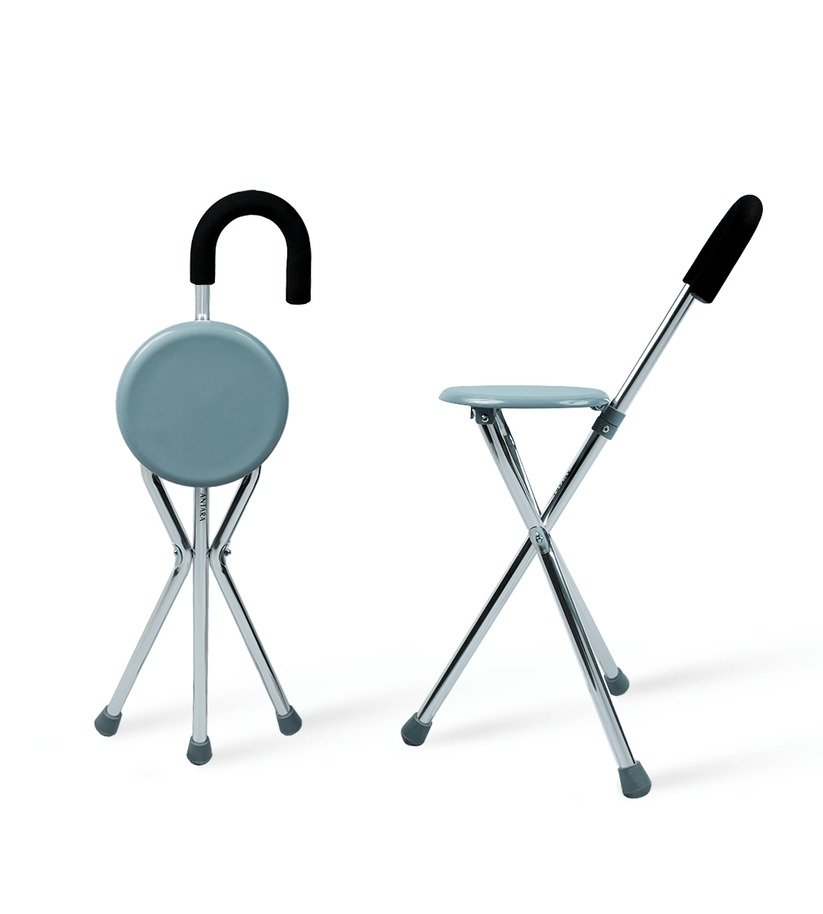Compatible Replacement Walking Stick with Folding Seat 2 in 1 Portable Cane Stool for Elderly