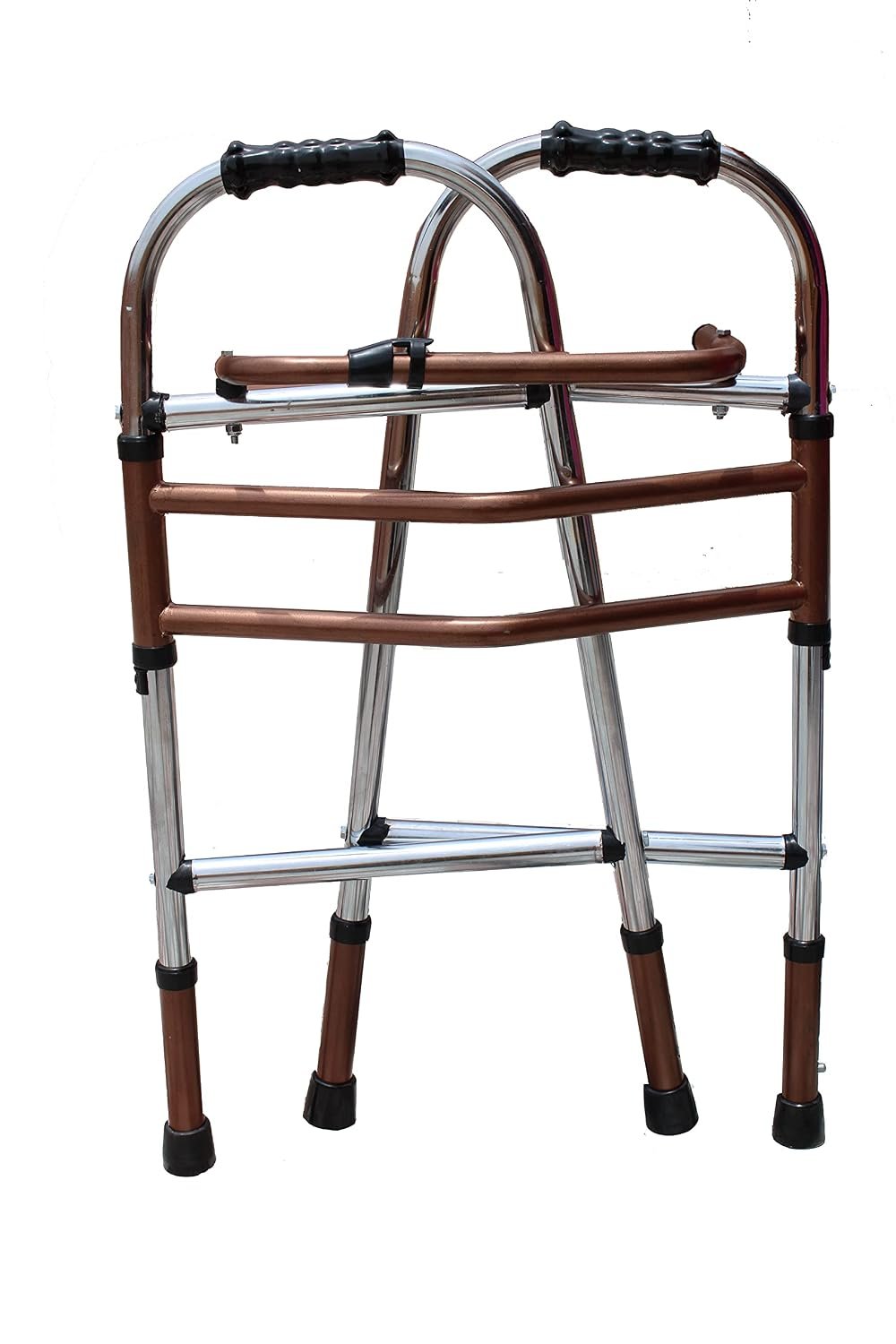 Compatible Replacement Height Adjustable Folding Walker with Double Bar for Elderly & Senior Citizens