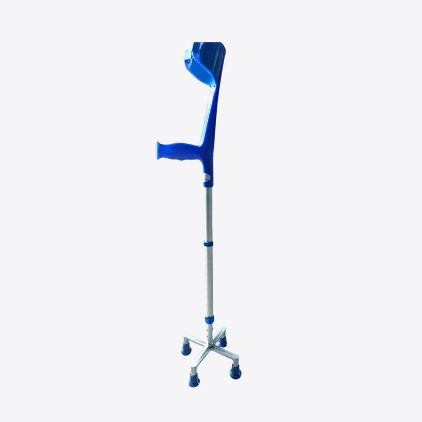Height Adjustable Forearm Elbow Crutch with 4 Leg Quadripod Base for Senior Citizens