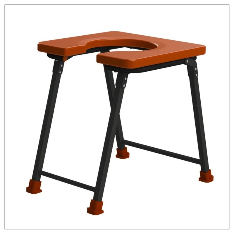 Compatible Replacement Brown Foldable Commode Stool with U Shape Toilet Seat for Elderly & Senior Citizens