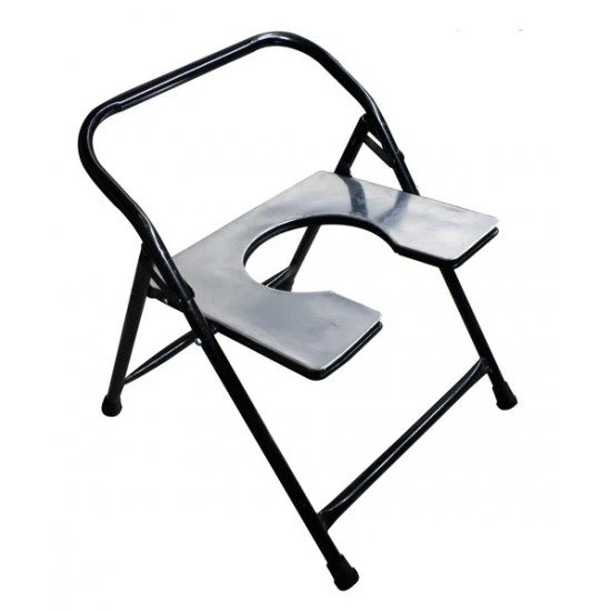 Compatible Replacement Foldable Commode Stool with Back Support & U Shape Toilet Seat for Elderly & Senior Citizens