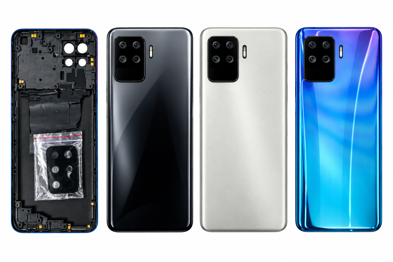 Compatible Replacement for OPPO F19 Pro 5G Full Housing Body – Black, Grey & Blue