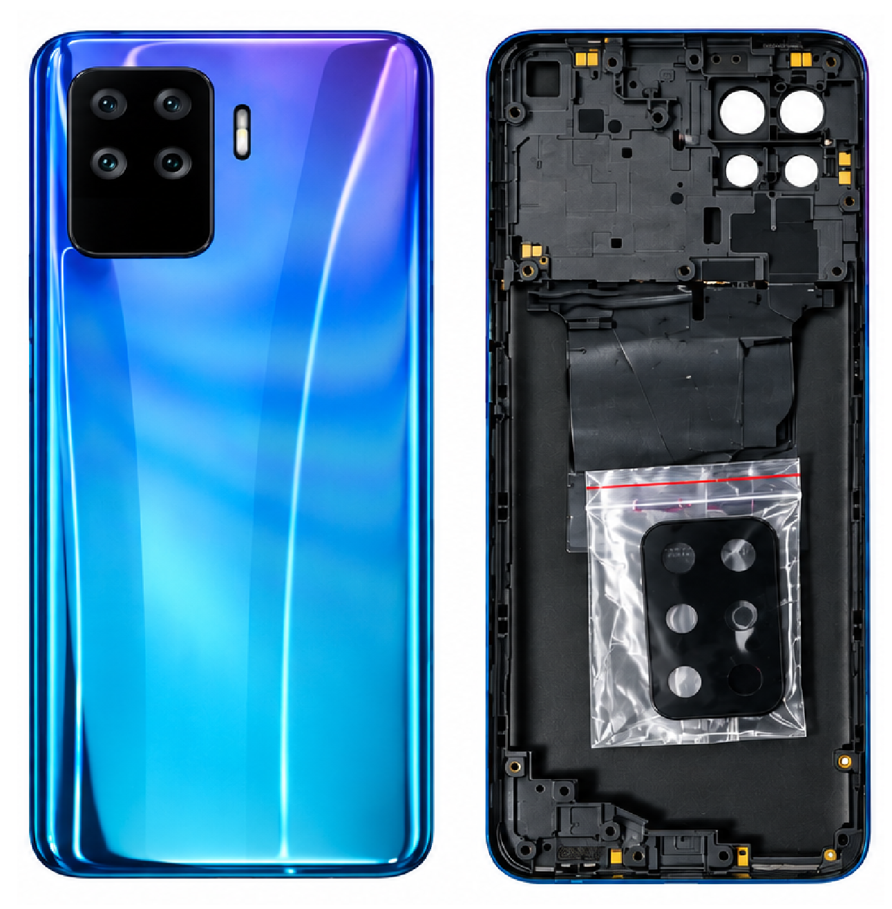 Compatible Replacement for OPPO F19 Pro 5G Full Housing Body – Black, Grey & Blue
